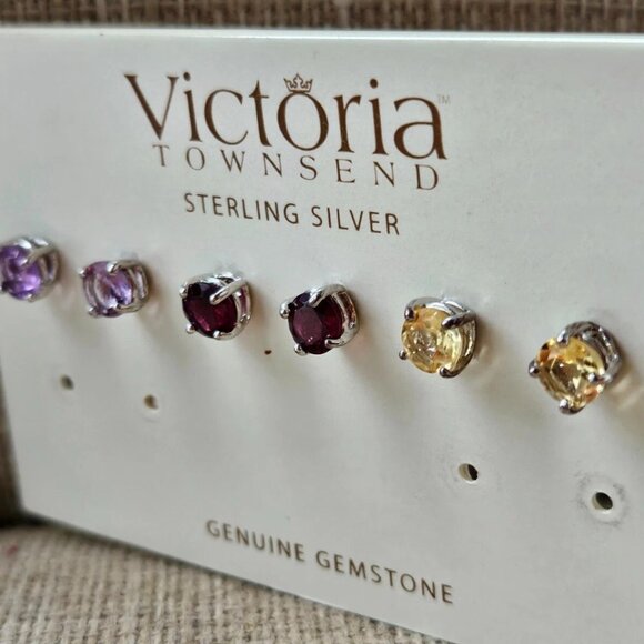 Victoria Townsend Earring Stud Genuine Gemstone Sterlinf Silver Fine Jewelry $90 - Picture 1 of 11